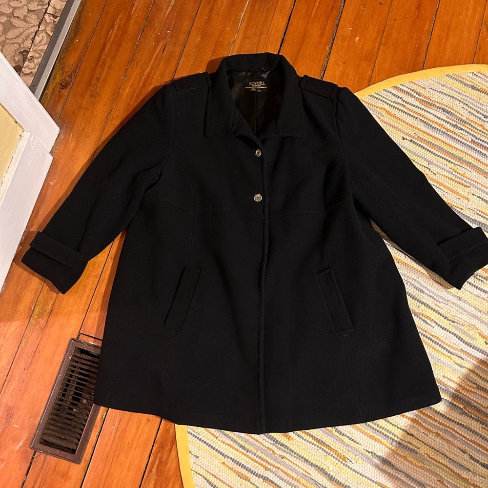 Novelti black felt button down double breasted coat size 24/26